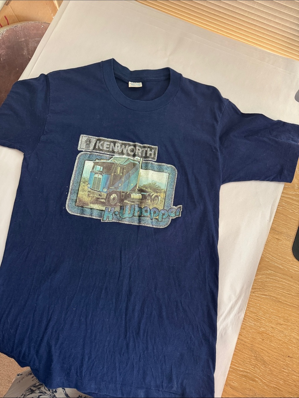 VTG BELTON Single Stitch Graphic Kenworth Truck Tee Shirt Mens M Cotton Blue USA